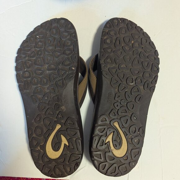 OluKai Ohana Koa Flip Flop Sandal Nylon Thong Two Tone Brown Size 10 Men’s - Picture 4 of 5